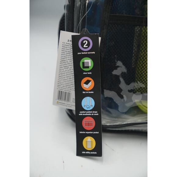 Clear Backpack + Fulton Neon Lunchbox‎ Back-to-School Supply Gift Bundle - Picture 4 of 16